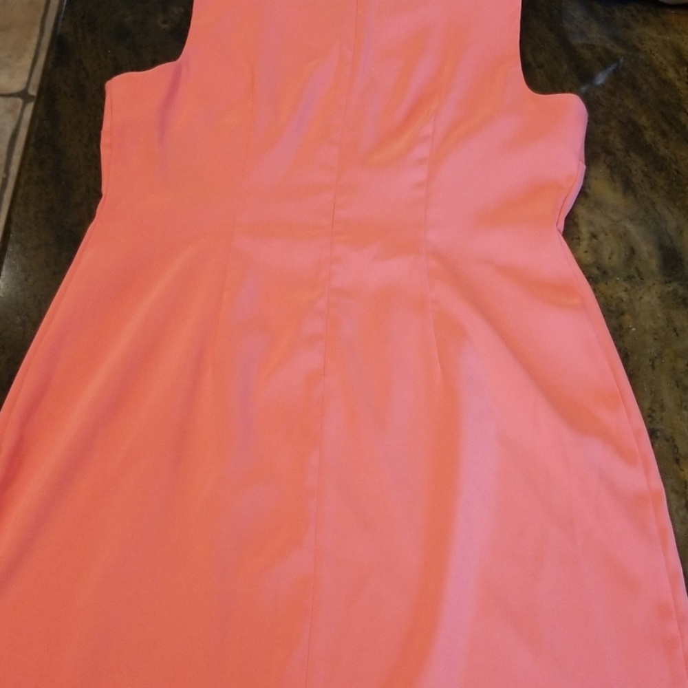 AGB bright coral sheath dress size 12p - Picture 6 of 7